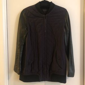 Rag & Bone Eggplant/leather bomber jacket